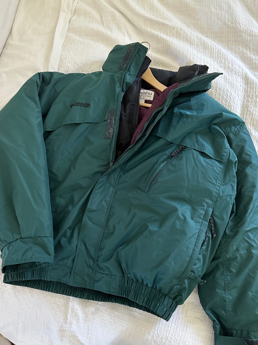 Vintage 90s Columbia Whirlbird Interchange Jacket Green/Purple 3-in-1 - Men’s L